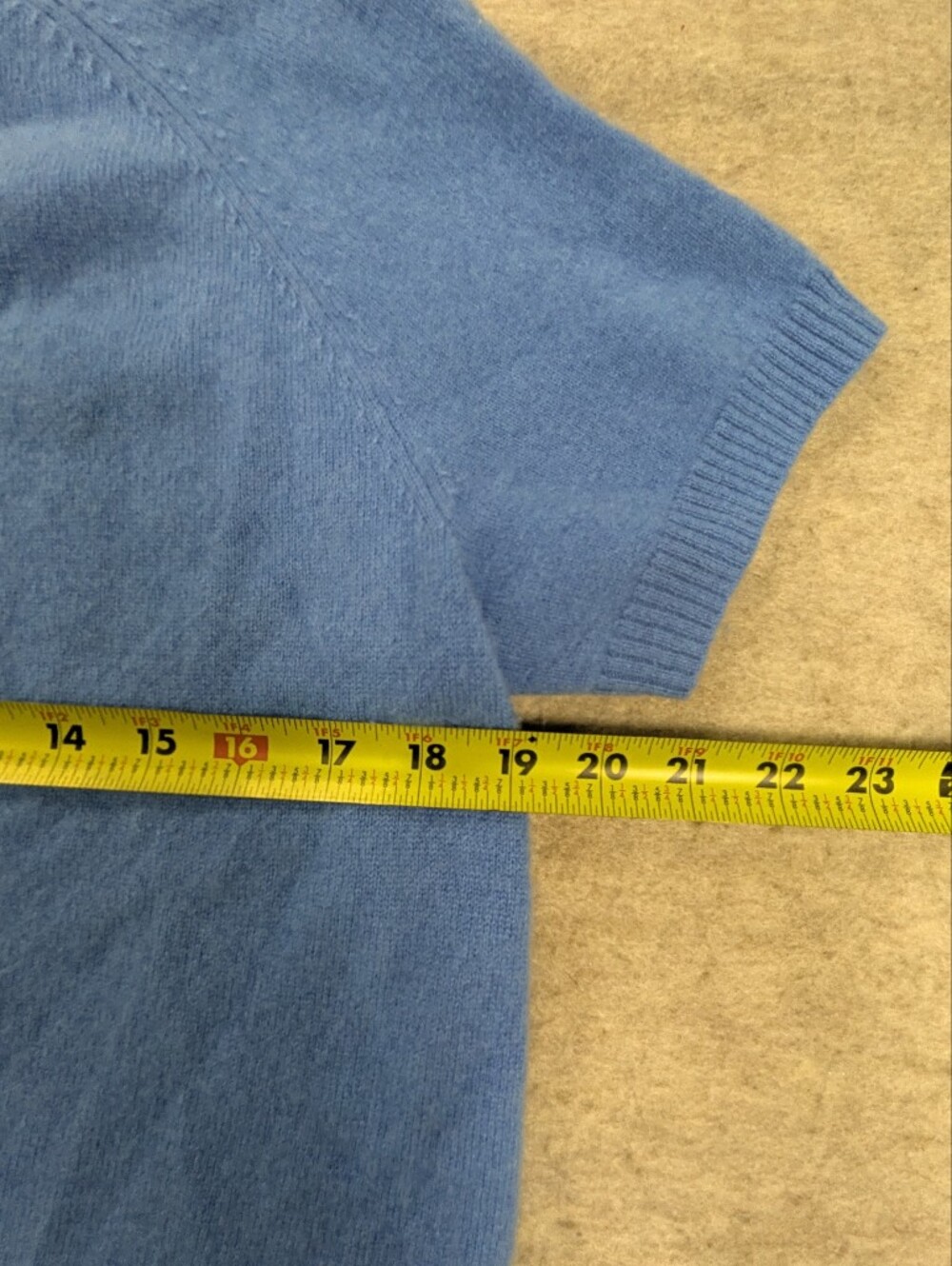 Tahari 2 Ply Cashmere Bright Blue Short Sleeve Sweater Size Large - Picture 6 of 7